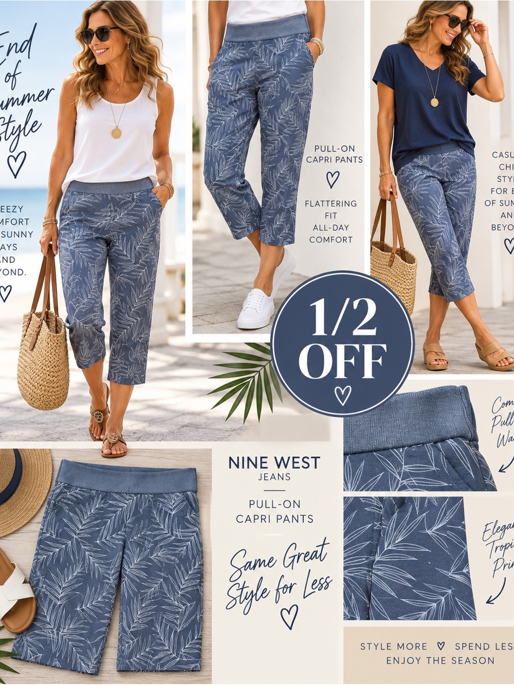 adidas Slate Blue Palm Leaf Print Joggers
